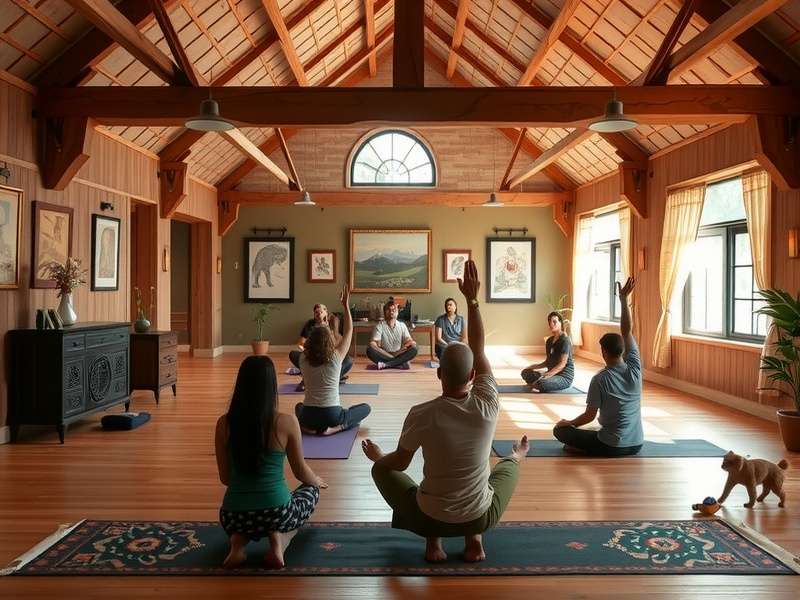 Township गेम में योग केंद्र का स्क्रीनशॉट - शांतिपूर्ण वातावरण