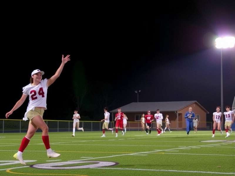 A panoramic view of a well-developed Russell Township showing farms, houses, and community buildings