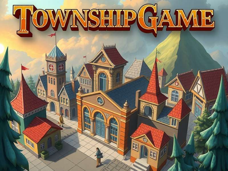 Township Game city layout with farms and buildings