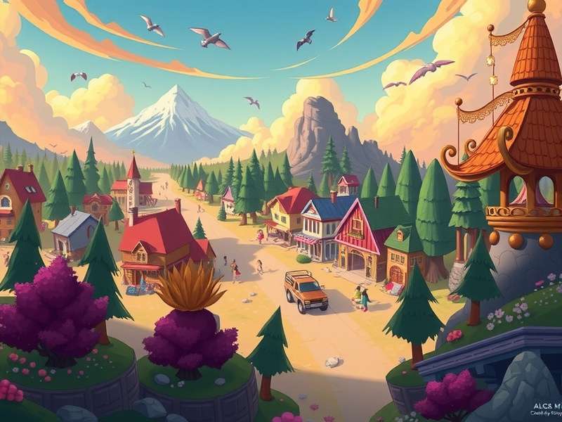 Vibrant digital landscape of Cascade Township with rivers and mountains