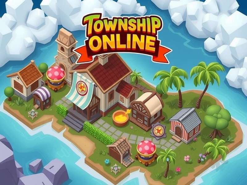 Township Online Gameplay Screenshot showing city and farm management