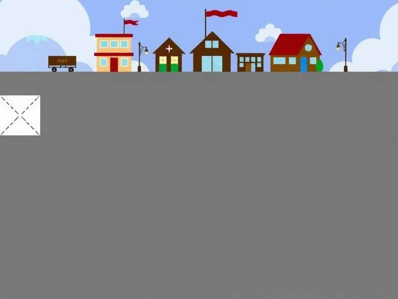 A vibrant digital cityscape representing Township commerce with shops and trucks