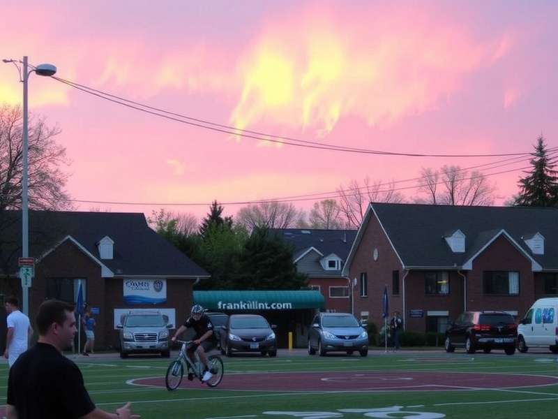 A vibrant aerial view of a digital township with farms, houses, and factories