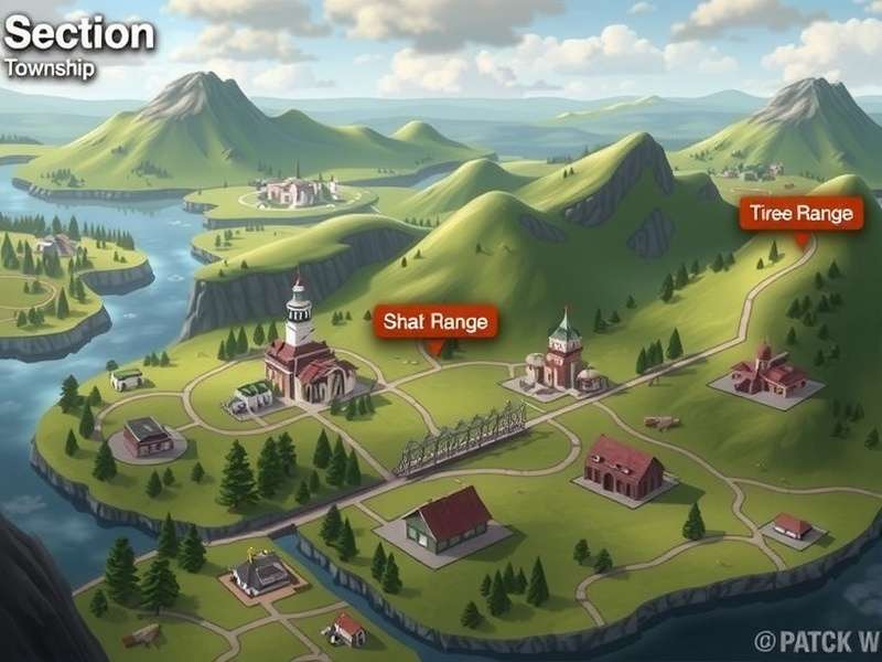 Detailed Section Township Range Map showing grid system and land divisions