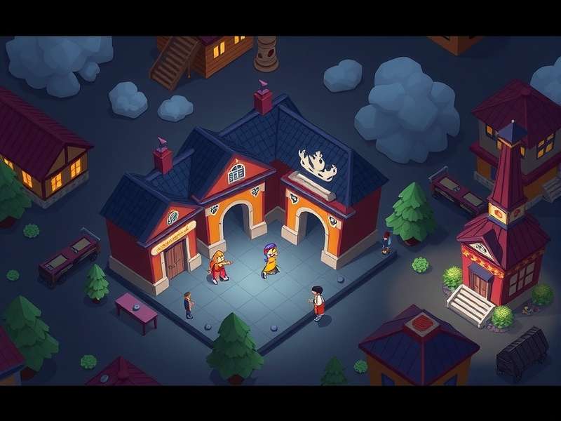 Township gameplay overview showing a thriving town with farms, factories, and community buildings
