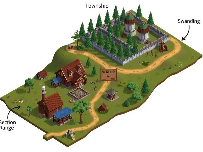 Township Section Range strategic zone layout showing residential, industrial, and agricultural areas