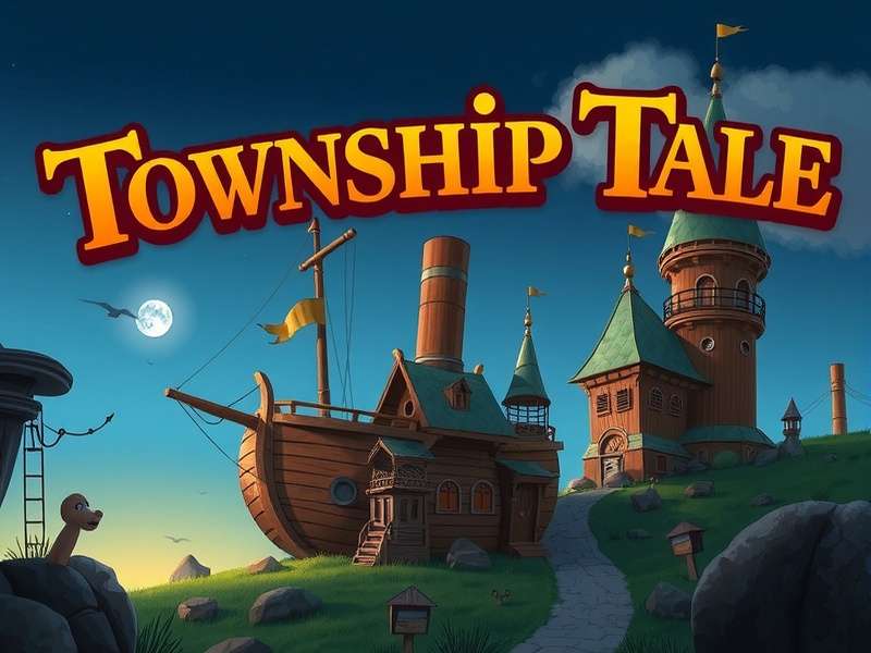 Township Tale gameplay screenshot showing a thriving Indian-style cooperative farm with community buildings