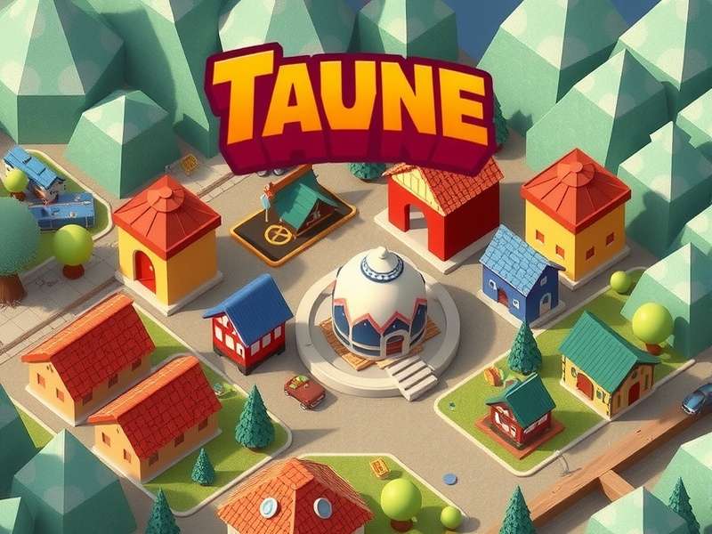 Township Free Game screenshot showing a thriving village with farms, factories, and community buildings