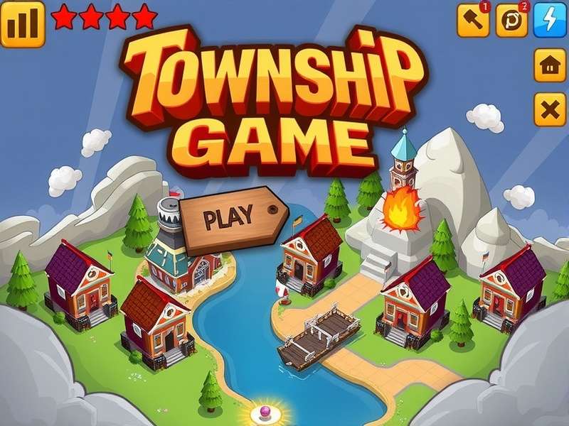 Township game cityscape with farms, factories and community buildings