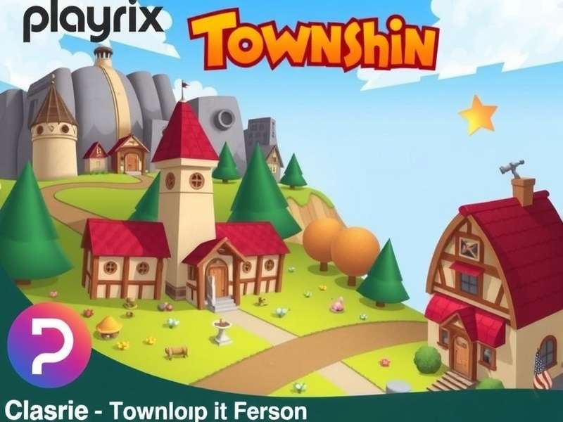 Playrix Township promo codes banner featuring in-game rewards, cash, gems, and building materials for Indian players